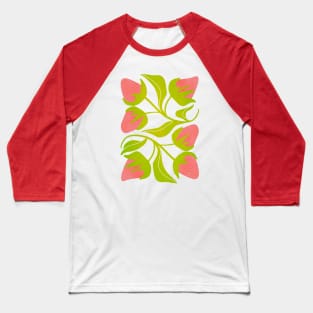 Retro Halftone Strawberry Design: Vintage Berry Bliss Baseball T-Shirt